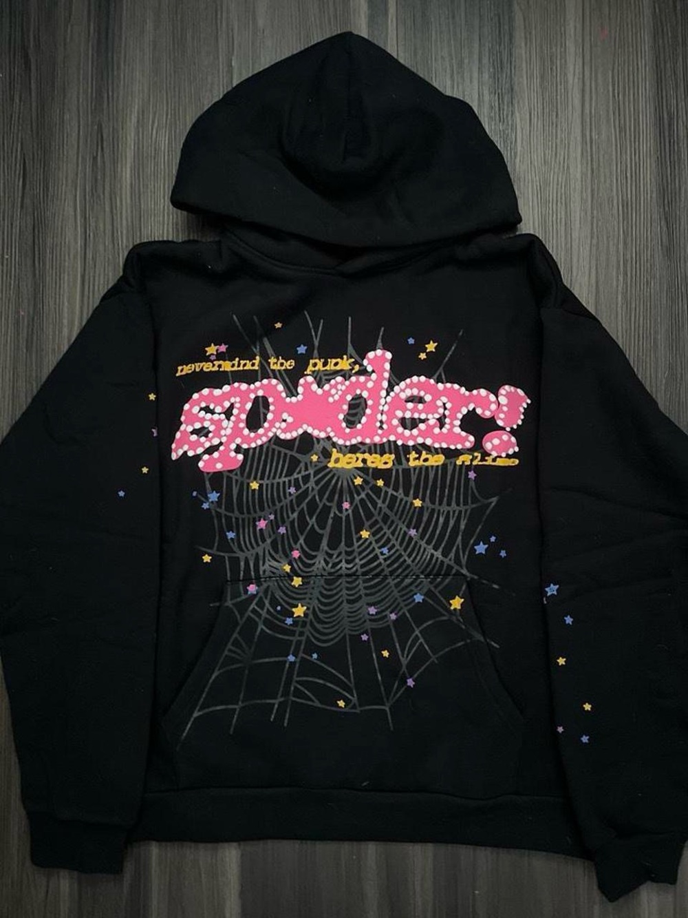 Black Graphic Spiderweb Hoodie Sweatshirt - Men's Black Pullover
